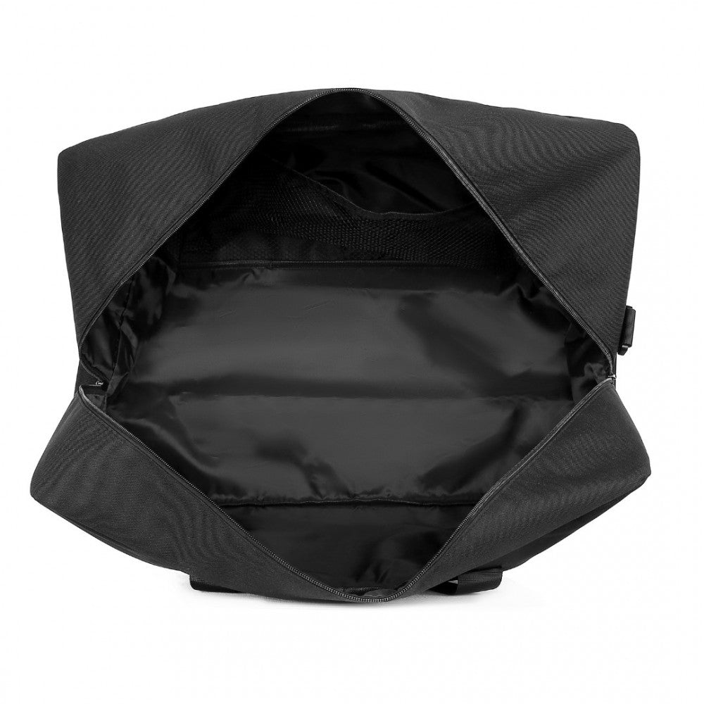 E1960L - KONO LIGHTWEIGHT MULTI PURPOSE UNISEX SPORTS TRAVEL DUFFEL BAG - BLACK - The Baggage Shop