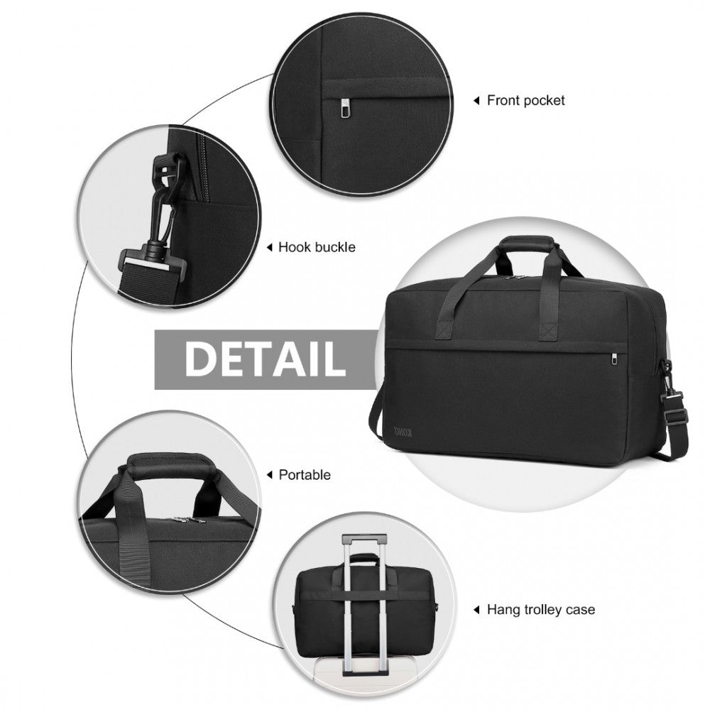 E1960L - KONO LIGHTWEIGHT MULTI PURPOSE UNISEX SPORTS TRAVEL DUFFEL BAG - BLACK - The Baggage Shop