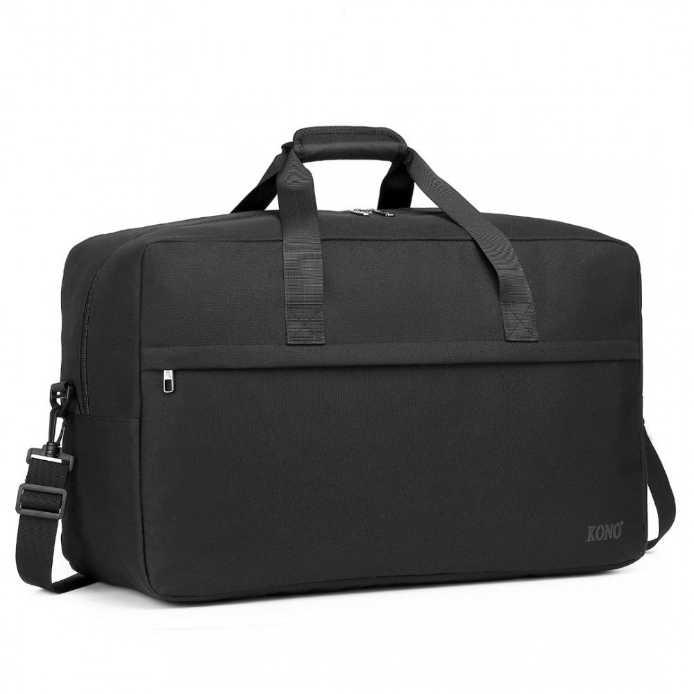 E1960L - KONO LIGHTWEIGHT MULTI PURPOSE UNISEX SPORTS TRAVEL DUFFEL BAG - BLACK - The Baggage Shop