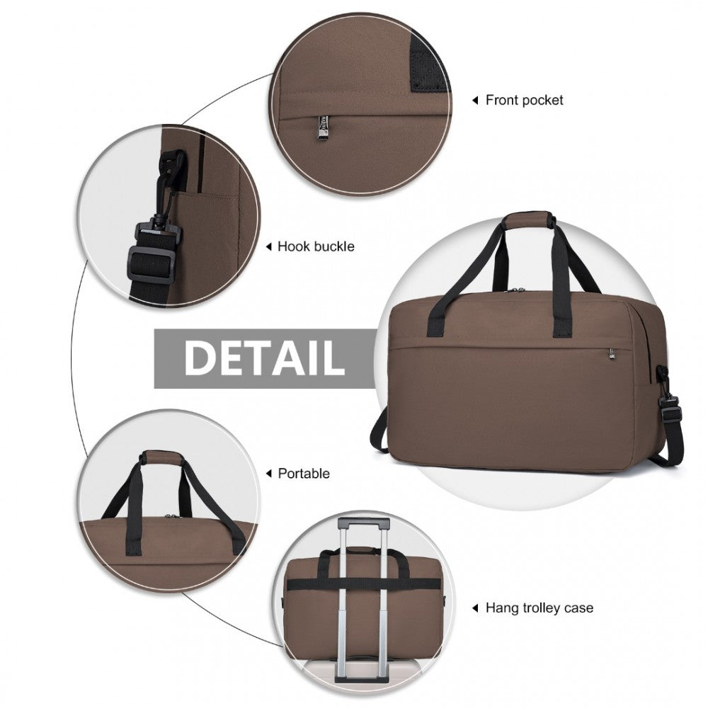 E1960L - KONO LIGHTWEIGHT MULTI PURPOSE UNISEX SPORTS TRAVEL DUFFEL BAG - BROWN - The Baggage Shop