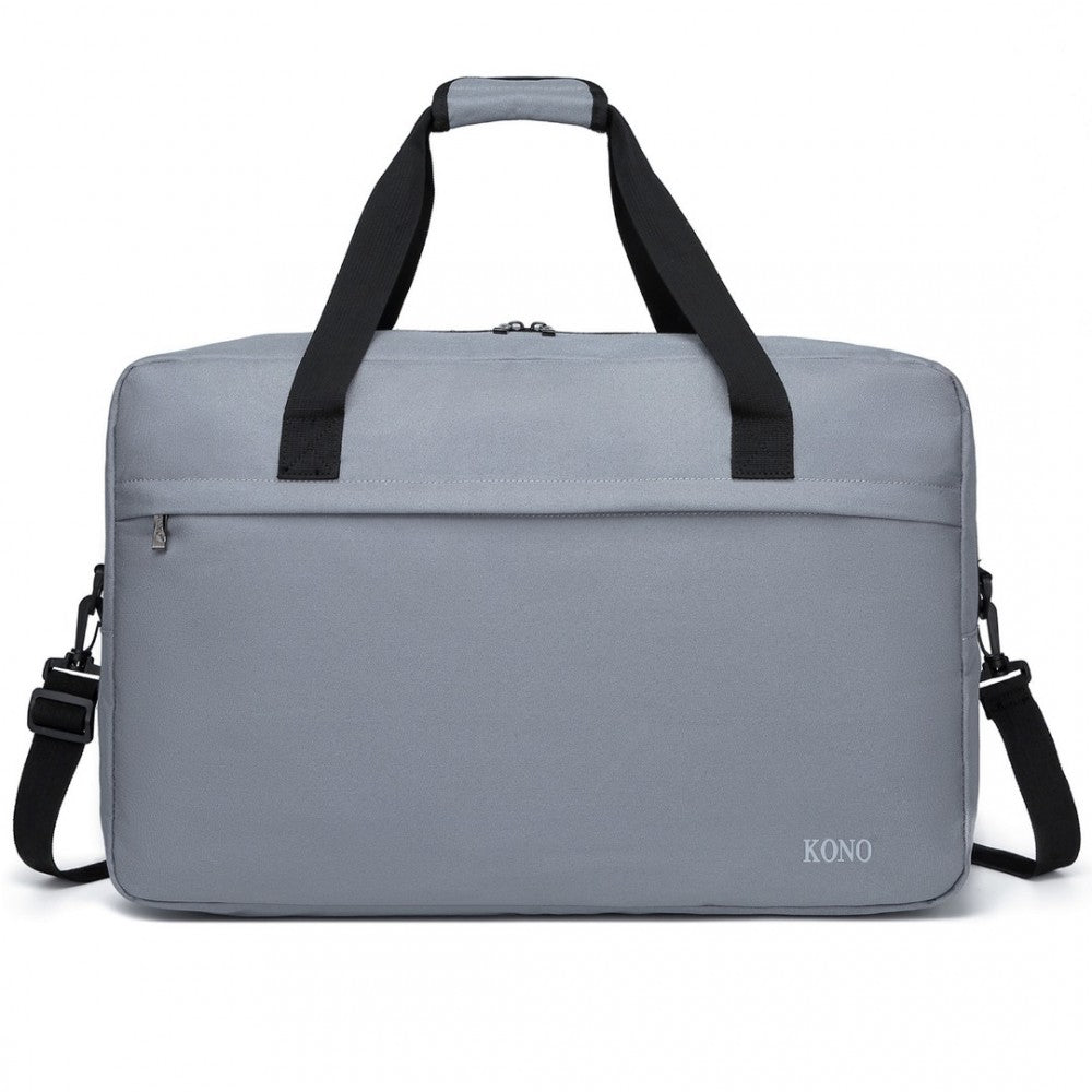 E1960L - KONO LIGHTWEIGHT MULTI PURPOSE UNISEX SPORTS TRAVEL DUFFEL BAG - LIGHT GREY - The Baggage Shop