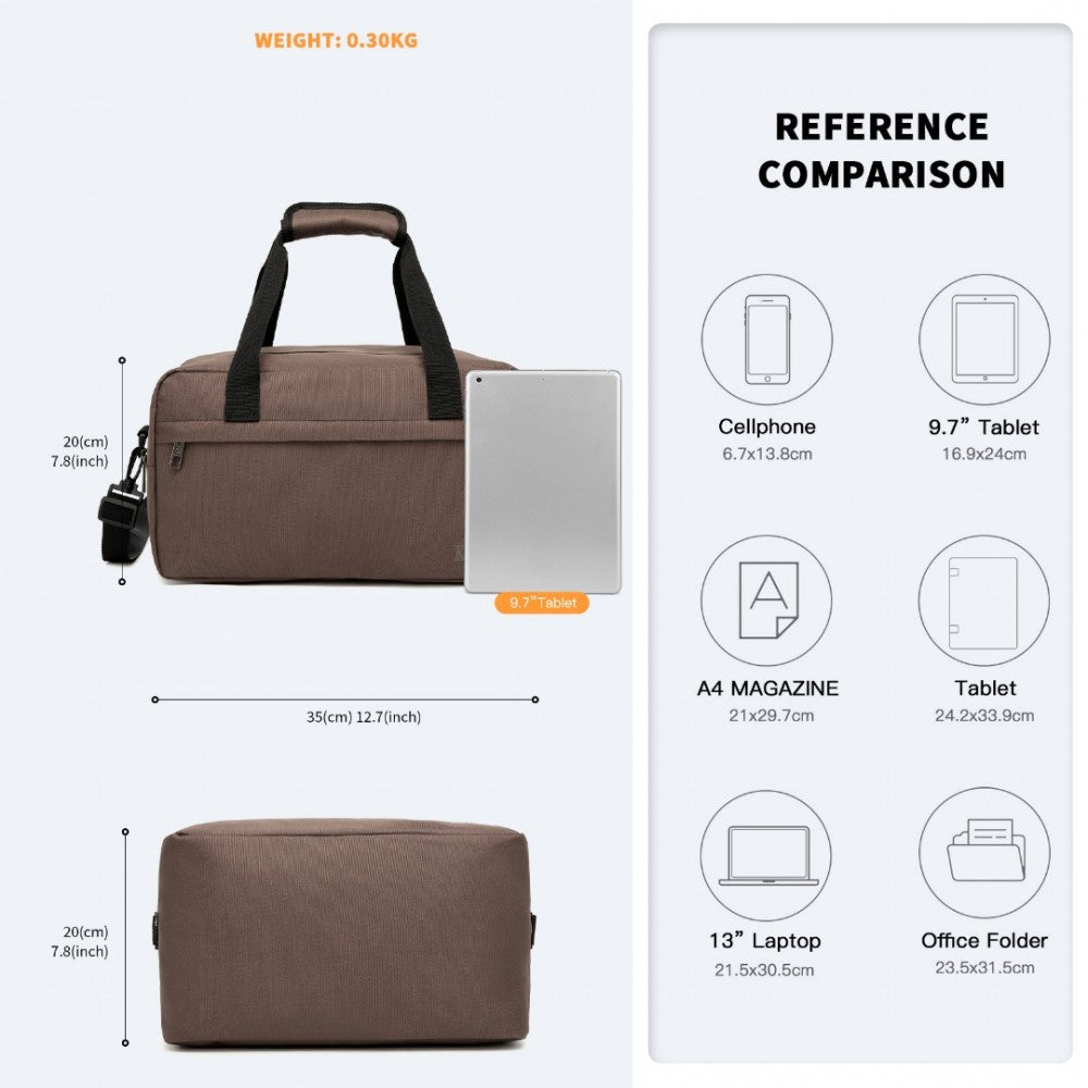 E1960S - KONO LIGHTWEIGHT MULTI PURPOSE UNISEX SPORTS TRAVEL DUFFEL BAG - BROWN - The Baggage Shop