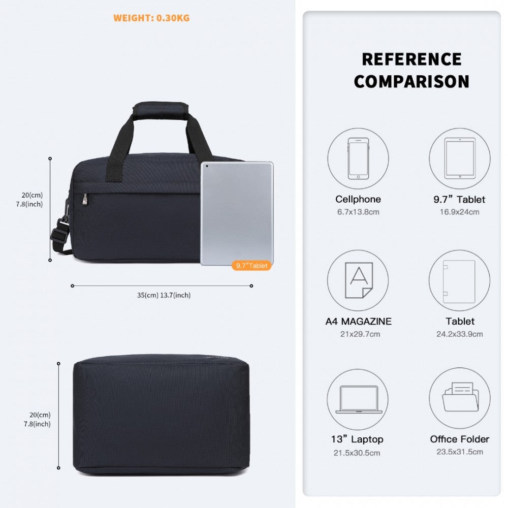 E1960S - KONO LIGHTWEIGHT MULTI PURPOSE UNISEX SPORTS TRAVEL DUFFEL BAG - DARK BLUE - The Baggage Shop