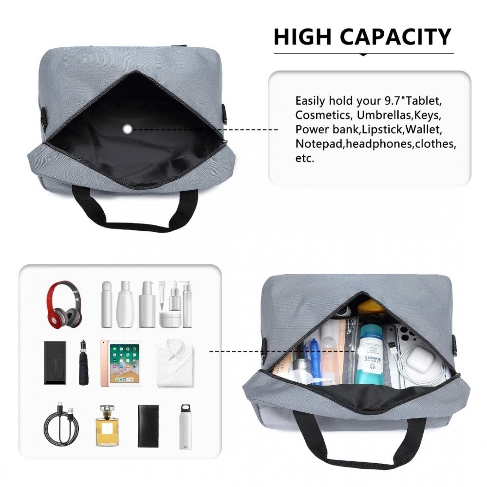 E1960S - KONO LIGHTWEIGHT MULTI PURPOSE UNISEX SPORTS TRAVEL DUFFEL BAG - LIGHT GREY - The Baggage Shop