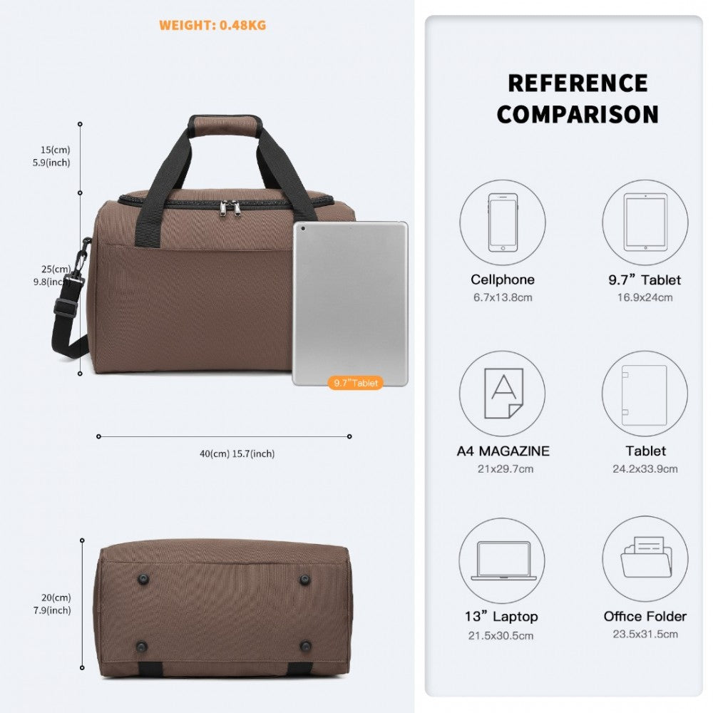 E2016S - KONO STRUCTURED TRAVEL DUFFLE BAG - BROWN - The Baggage Shop