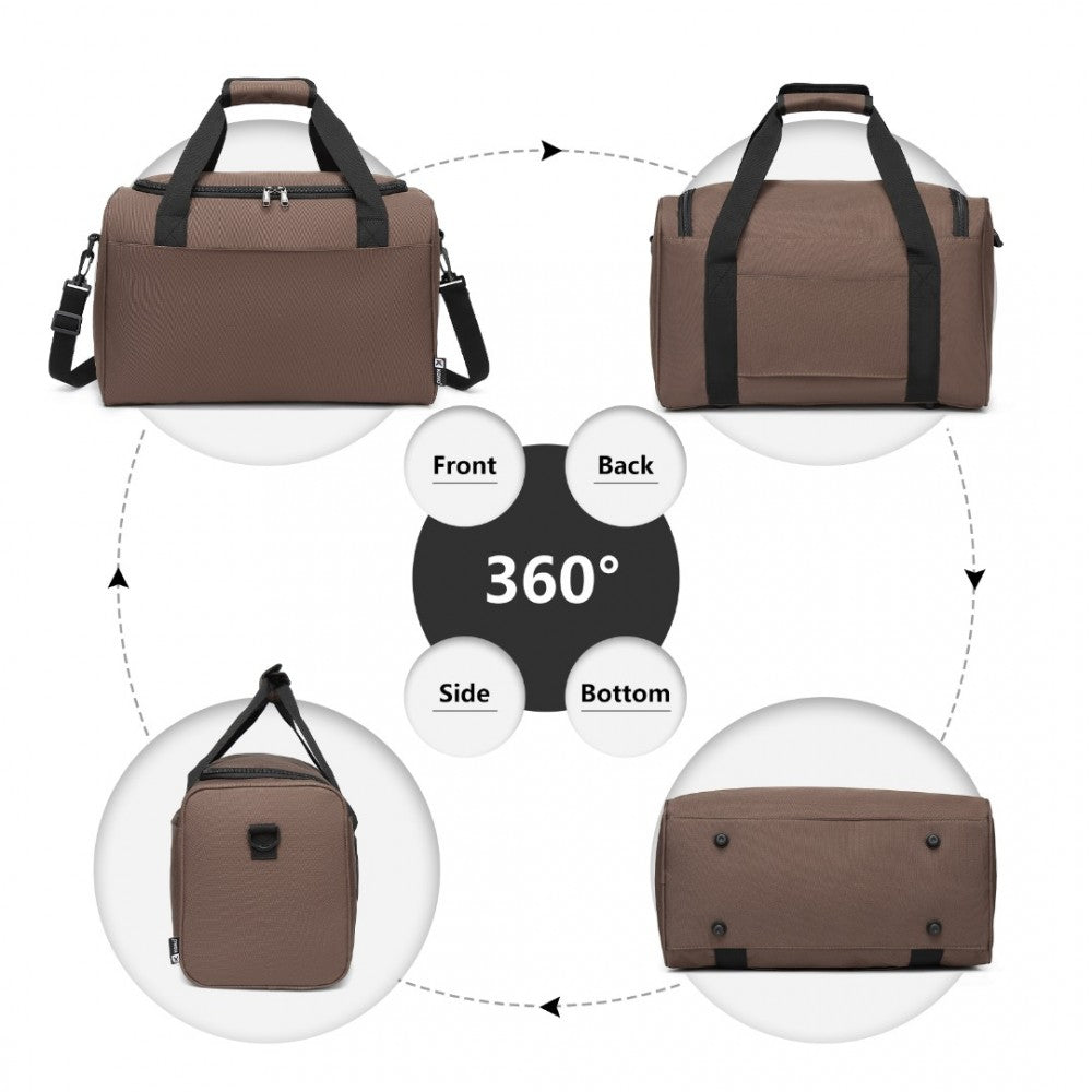 E2016S - KONO STRUCTURED TRAVEL DUFFLE BAG - BROWN - The Baggage Shop