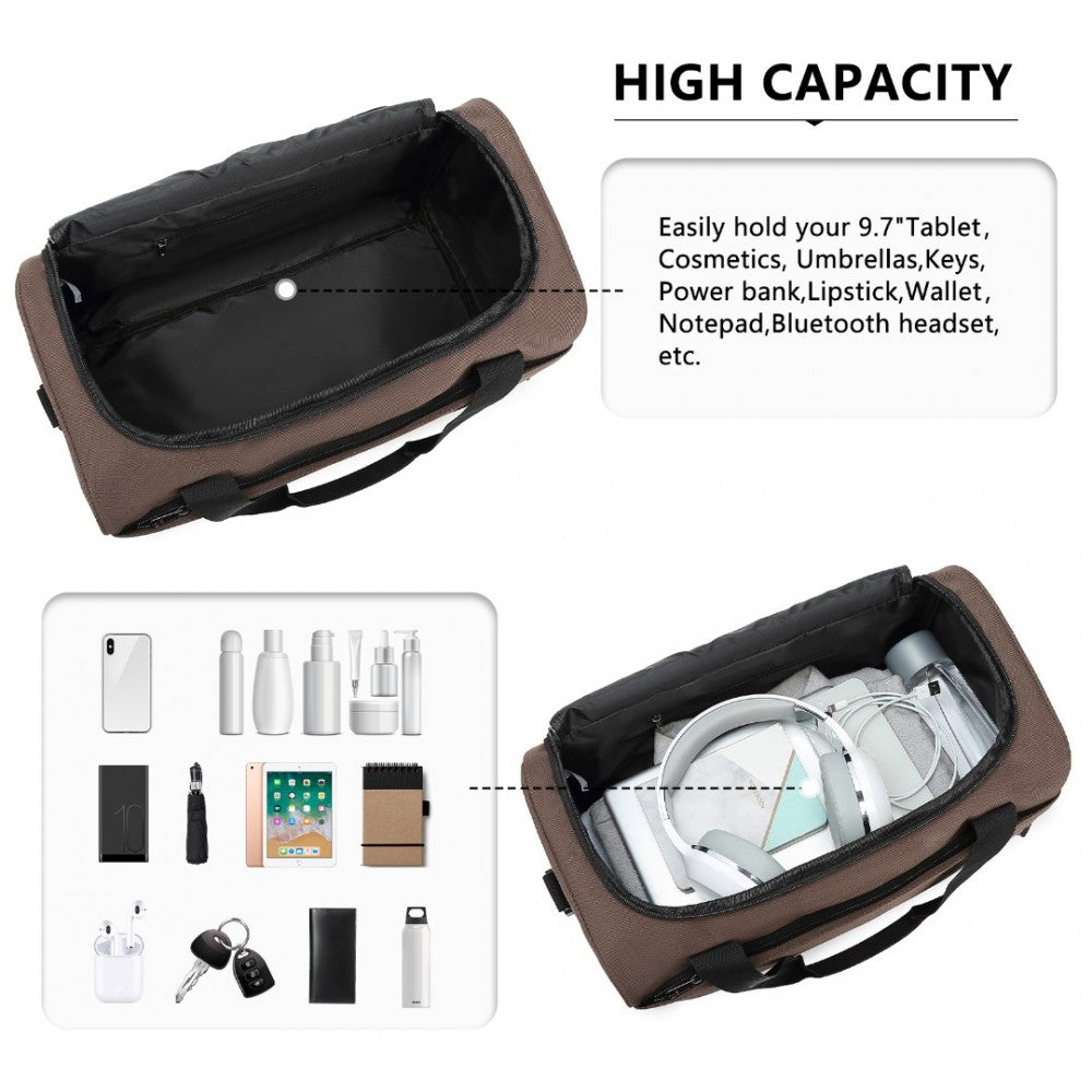 E2016S - KONO STRUCTURED TRAVEL DUFFLE BAG - BROWN - The Baggage Shop