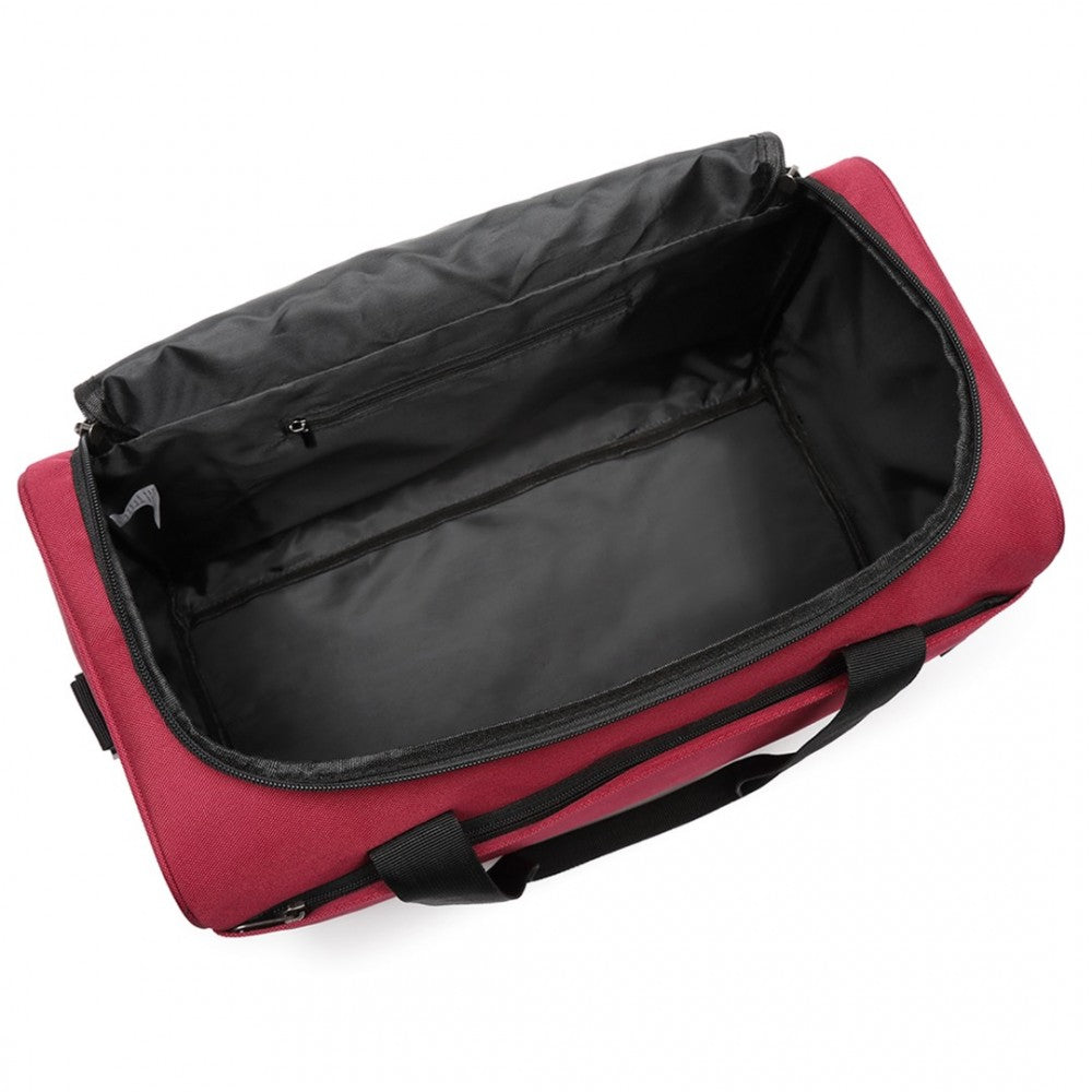 E2016S - KONO STRUCTURED TRAVEL DUFFLE BAG - BURGUNDY - The Baggage Shop