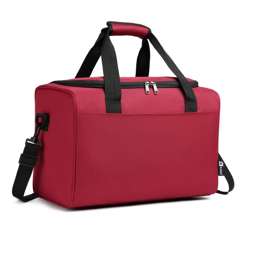 E2016S - KONO STRUCTURED TRAVEL DUFFLE BAG - BURGUNDY - The Baggage Shop