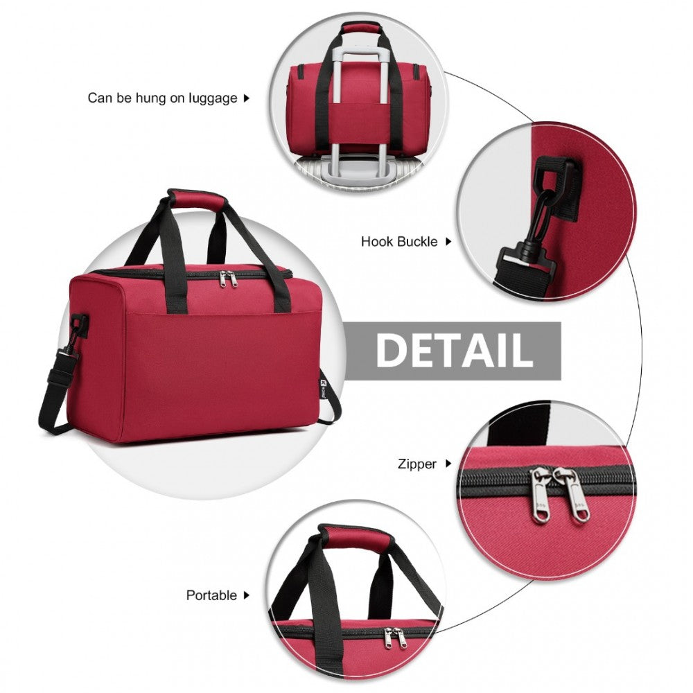 E2016S - KONO STRUCTURED TRAVEL DUFFLE BAG - BURGUNDY - The Baggage Shop