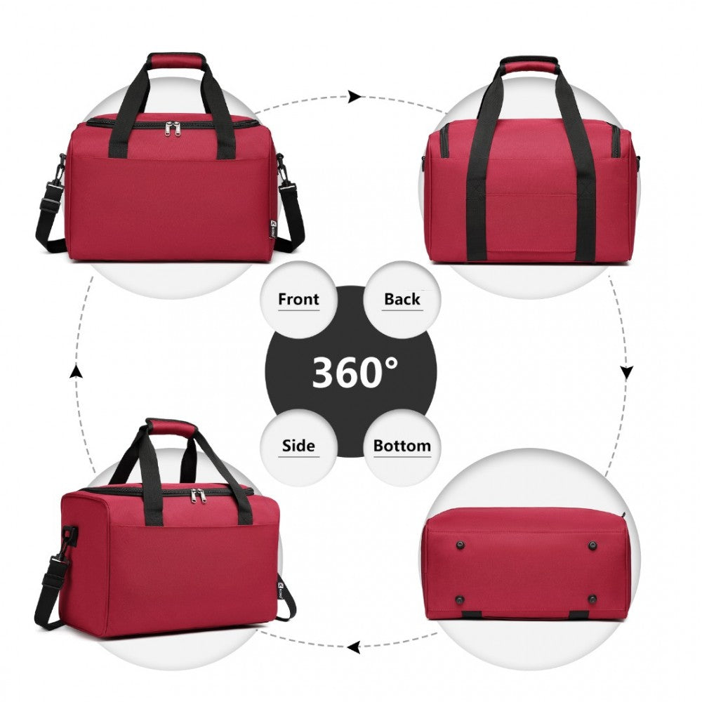 E2016S - KONO STRUCTURED TRAVEL DUFFLE BAG - BURGUNDY - The Baggage Shop