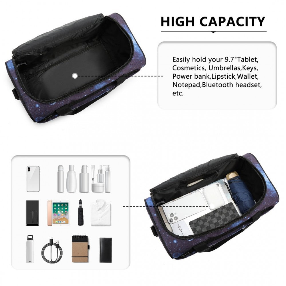 E2016S - KONO STRUCTURED TRAVEL DUFFLE BAG - GALAXY BLUE - The Baggage Shop