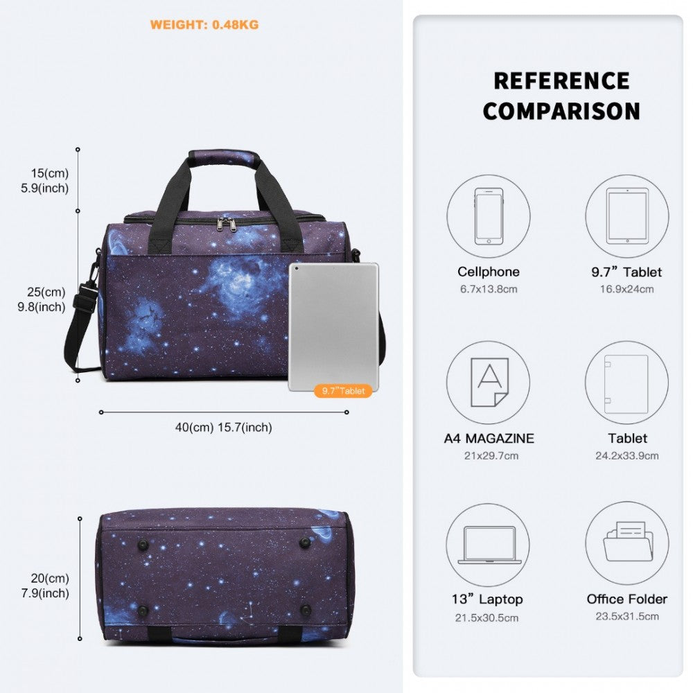 E2016S - KONO STRUCTURED TRAVEL DUFFLE BAG - GALAXY BLUE - The Baggage Shop