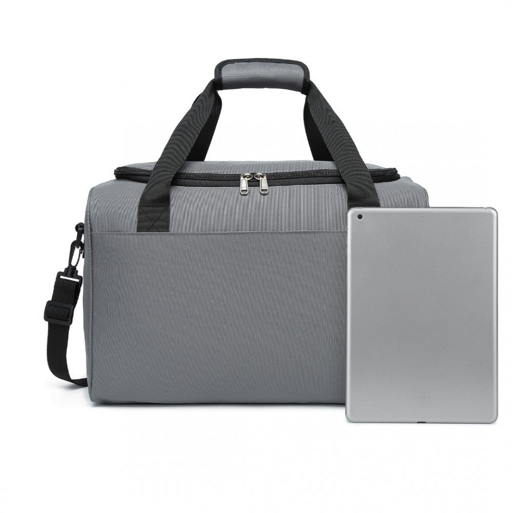 E2016S - KONO STRUCTURED TRAVEL DUFFLE BAG - GREY - The Baggage Shop