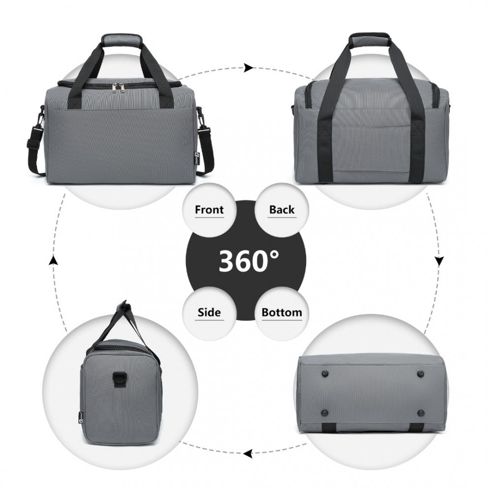 E2016S - KONO STRUCTURED TRAVEL DUFFLE BAG - GREY - The Baggage Shop