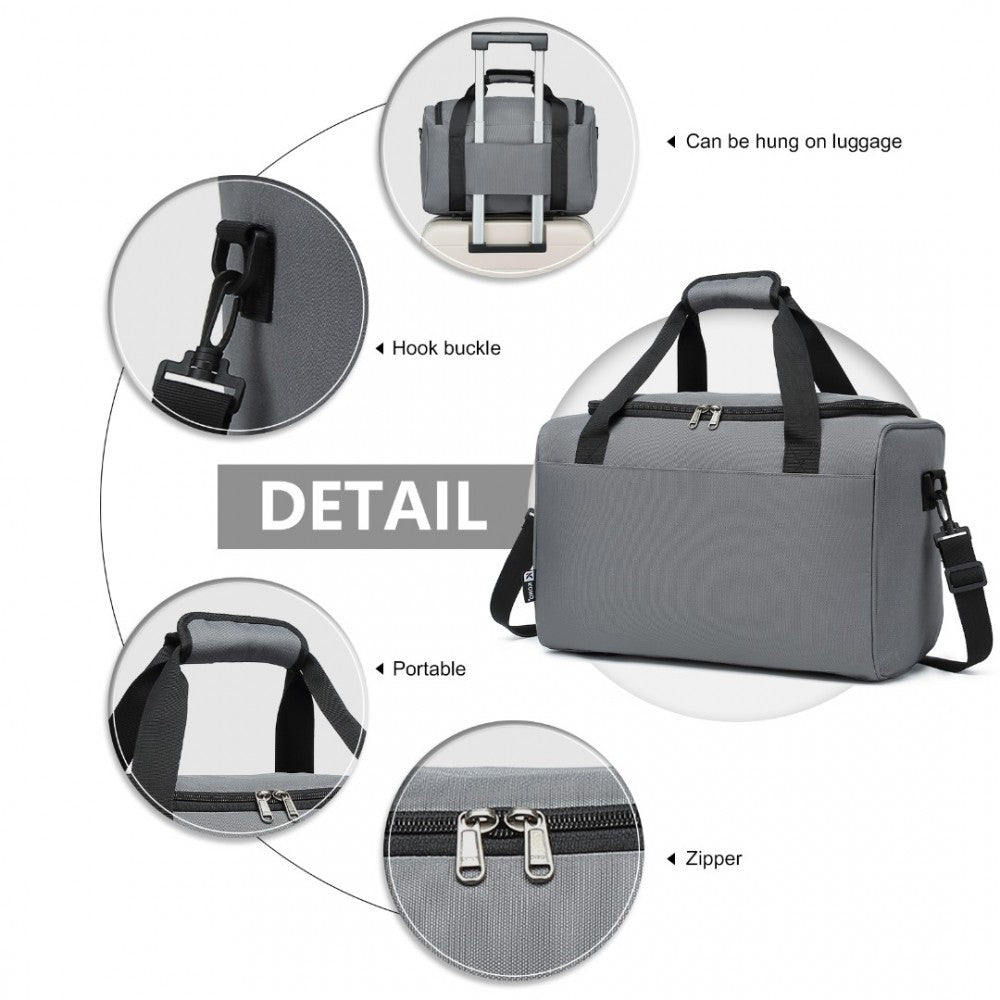 E2016S - KONO STRUCTURED TRAVEL DUFFLE BAG - GREY - The Baggage Shop
