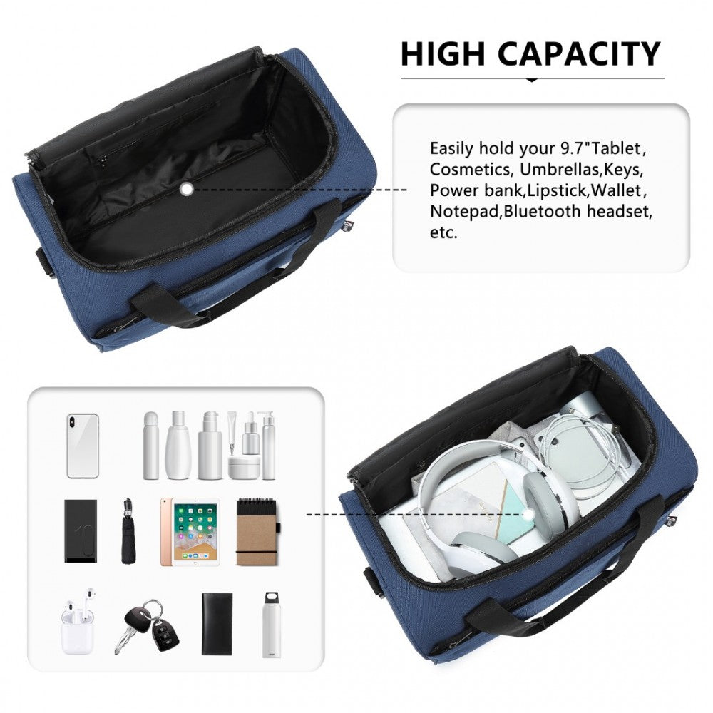 E2016S - KONO STRUCTURED TRAVEL DUFFLE BAG - NAVY - The Baggage Shop