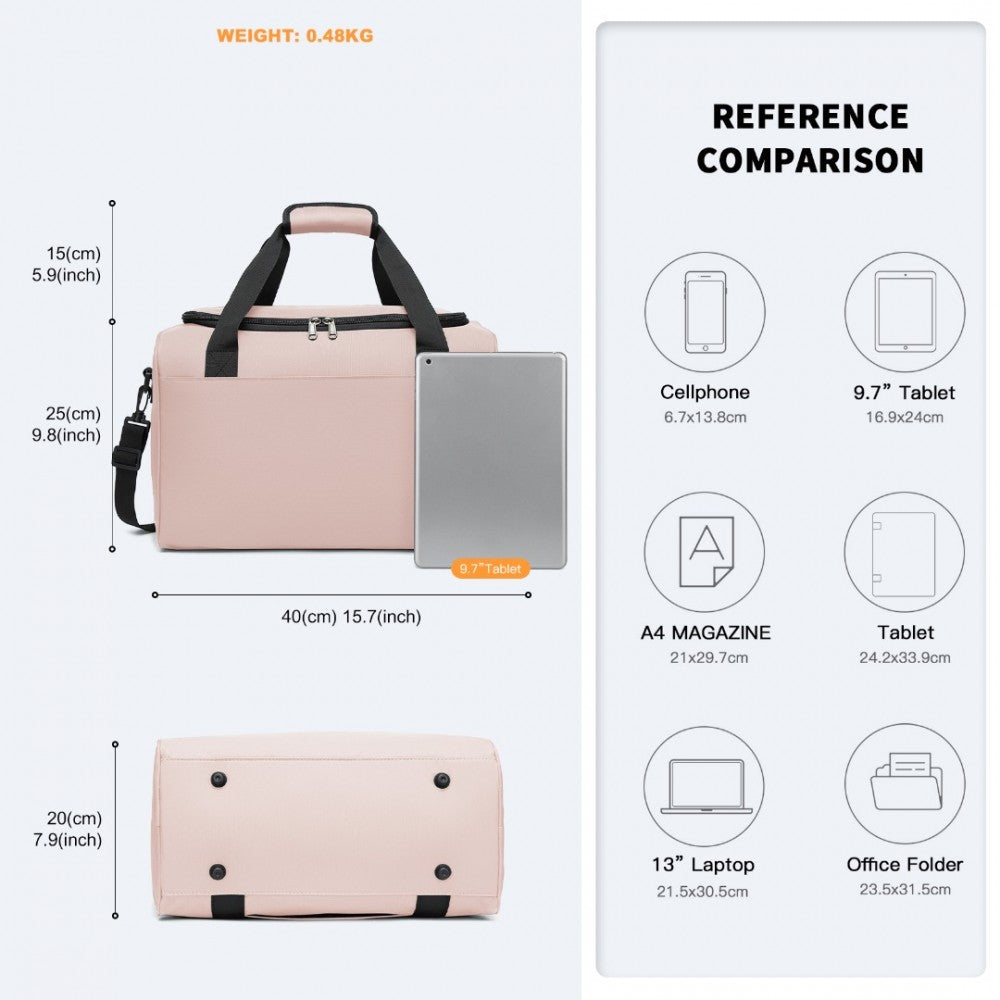 E2016S - KONO STRUCTURED TRAVEL DUFFLE BAG - PINK - The Baggage Shop
