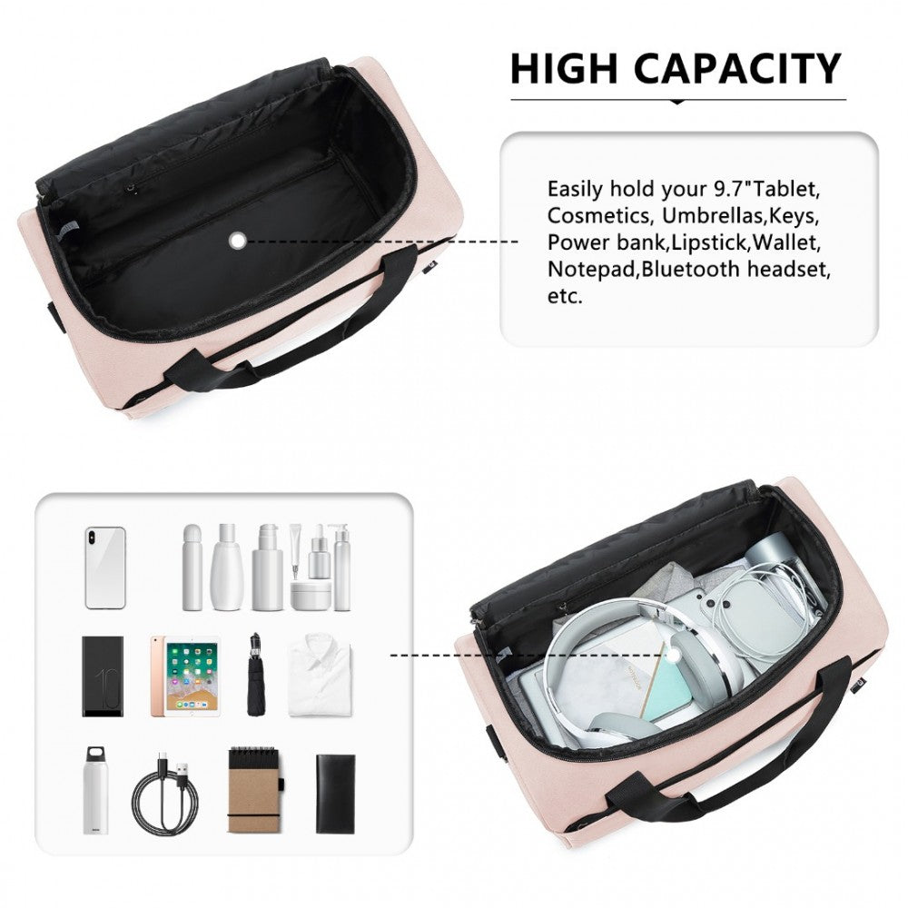 E2016S - KONO STRUCTURED TRAVEL DUFFLE BAG - PINK - The Baggage Shop