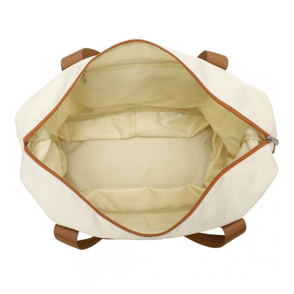 EA2212 - KONO TWO PIECES EXPANDABLE DURABLE WATERPROOF TRAVEL DUFFEL BAG SET - BEIGE AND BROWN - The Baggage Shop