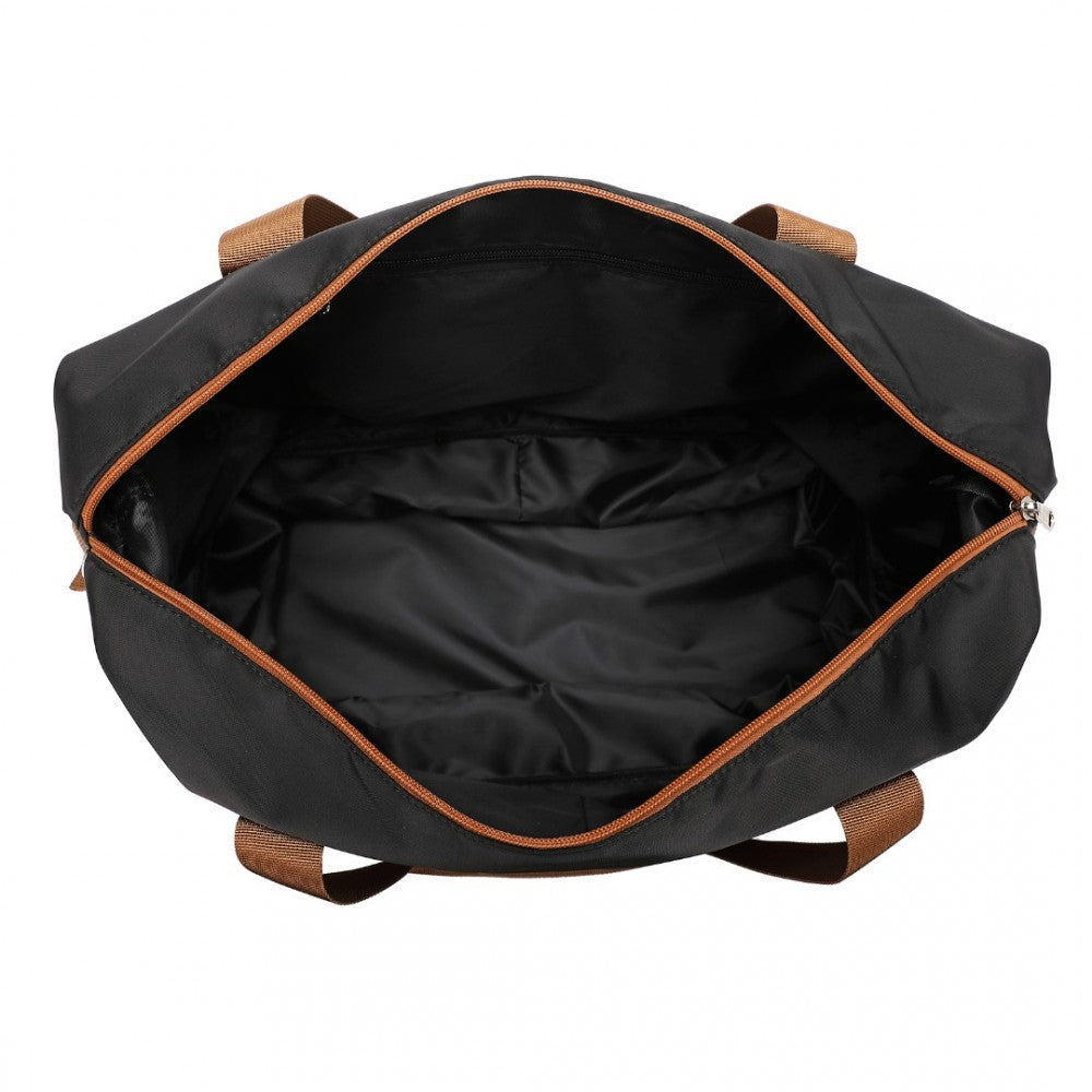EA2212 - KONO TWO PIECES EXPANDABLE DURABLE WATERPROOF TRAVEL DUFFEL BAG SET - BLACK AND BROWN - The Baggage Shop