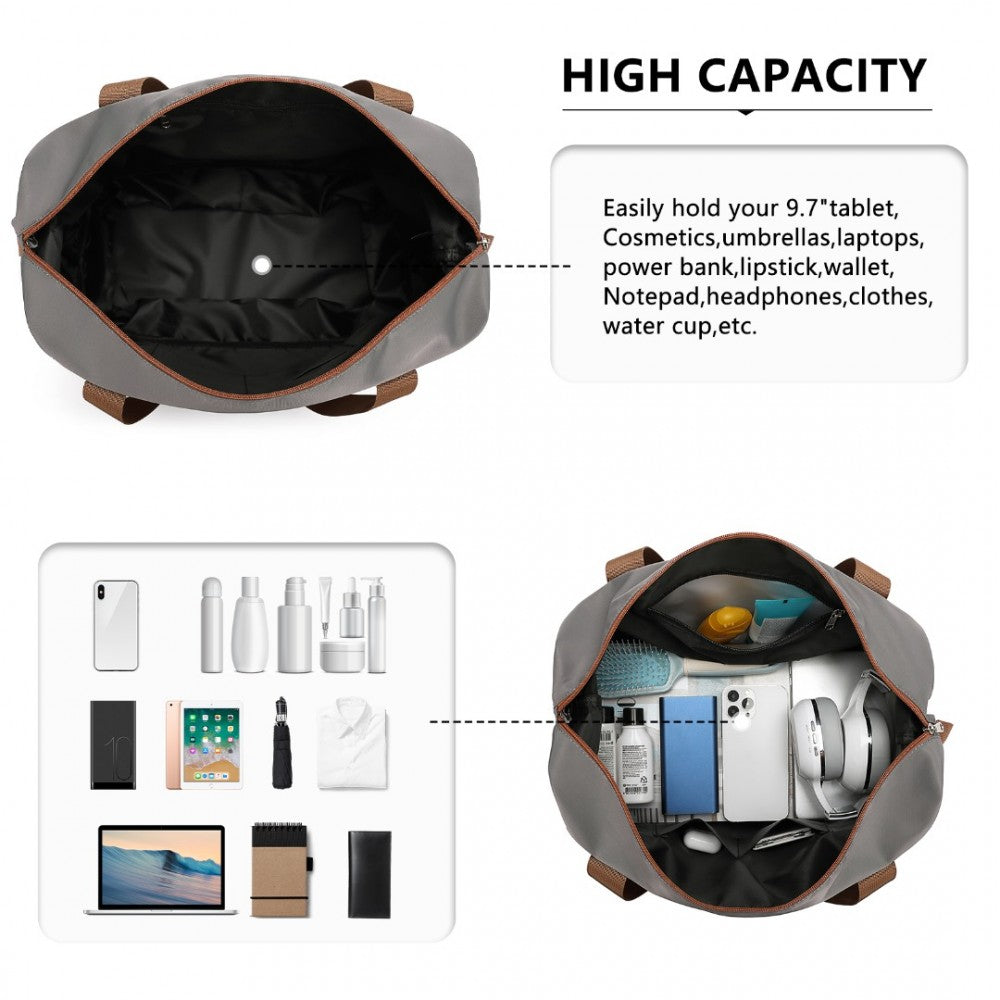 EA2212 - KONO TWO PIECES EXPANDABLE DURABLE WATERPROOF TRAVEL DUFFEL BAG SET - GREY AND BROWN - The Baggage Shop