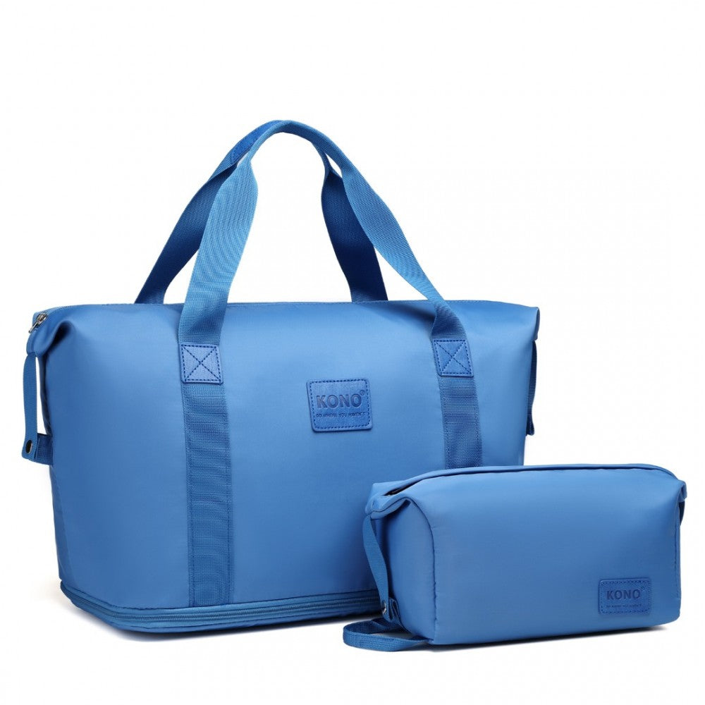 EA2212 - KONO TWO PIECES EXPANDABLE DURABLE WATERPROOF TRAVEL DUFFEL BAG SET - NAVY - The Baggage Shop