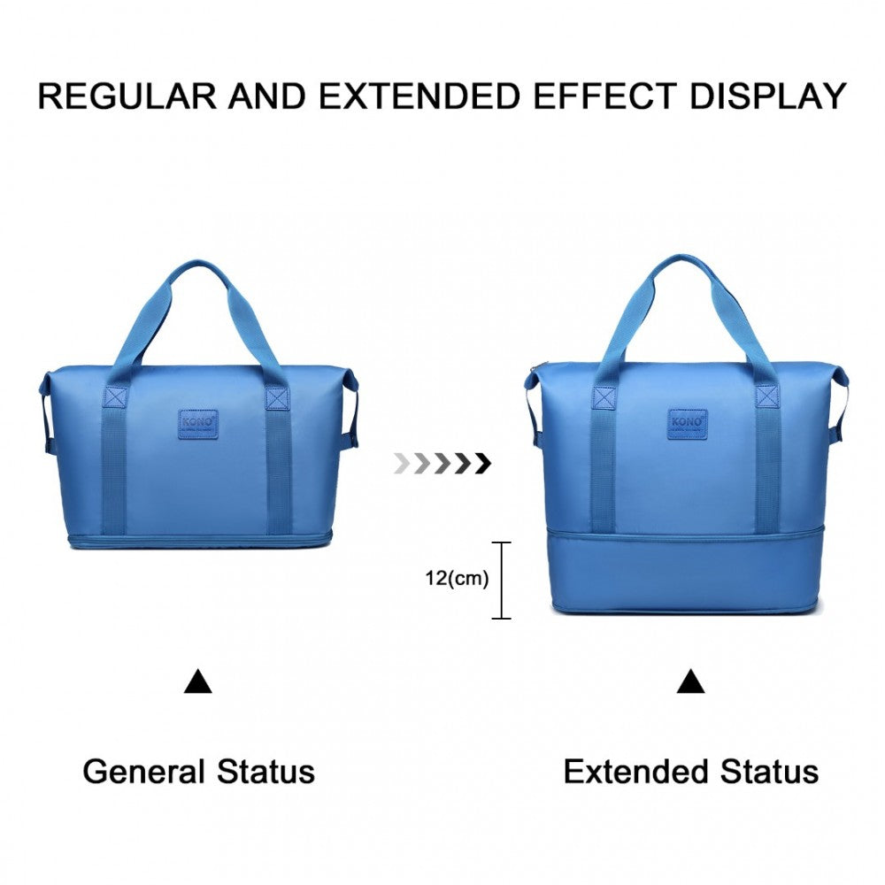 EA2212 - KONO TWO PIECES EXPANDABLE DURABLE WATERPROOF TRAVEL DUFFEL BAG SET - NAVY - The Baggage Shop
