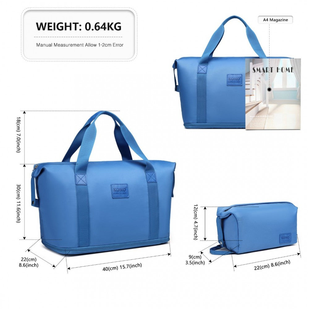 EA2212 - KONO TWO PIECES EXPANDABLE DURABLE WATERPROOF TRAVEL DUFFEL BAG SET - NAVY - The Baggage Shop