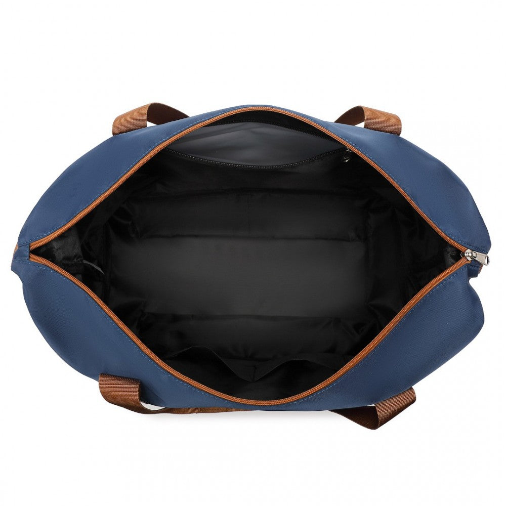 EA2212 - KONO TWO PIECES EXPANDABLE DURABLE WATERPROOF TRAVEL DUFFEL BAG SET - NAVY AND BROWN - The Baggage Shop