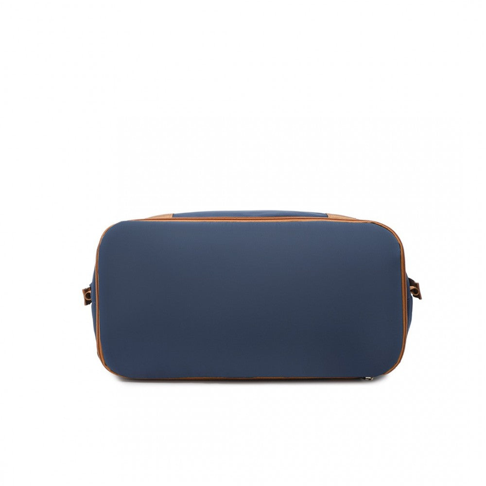 EA2212 - KONO TWO PIECES EXPANDABLE DURABLE WATERPROOF TRAVEL DUFFEL BAG SET - NAVY AND BROWN - The Baggage Shop