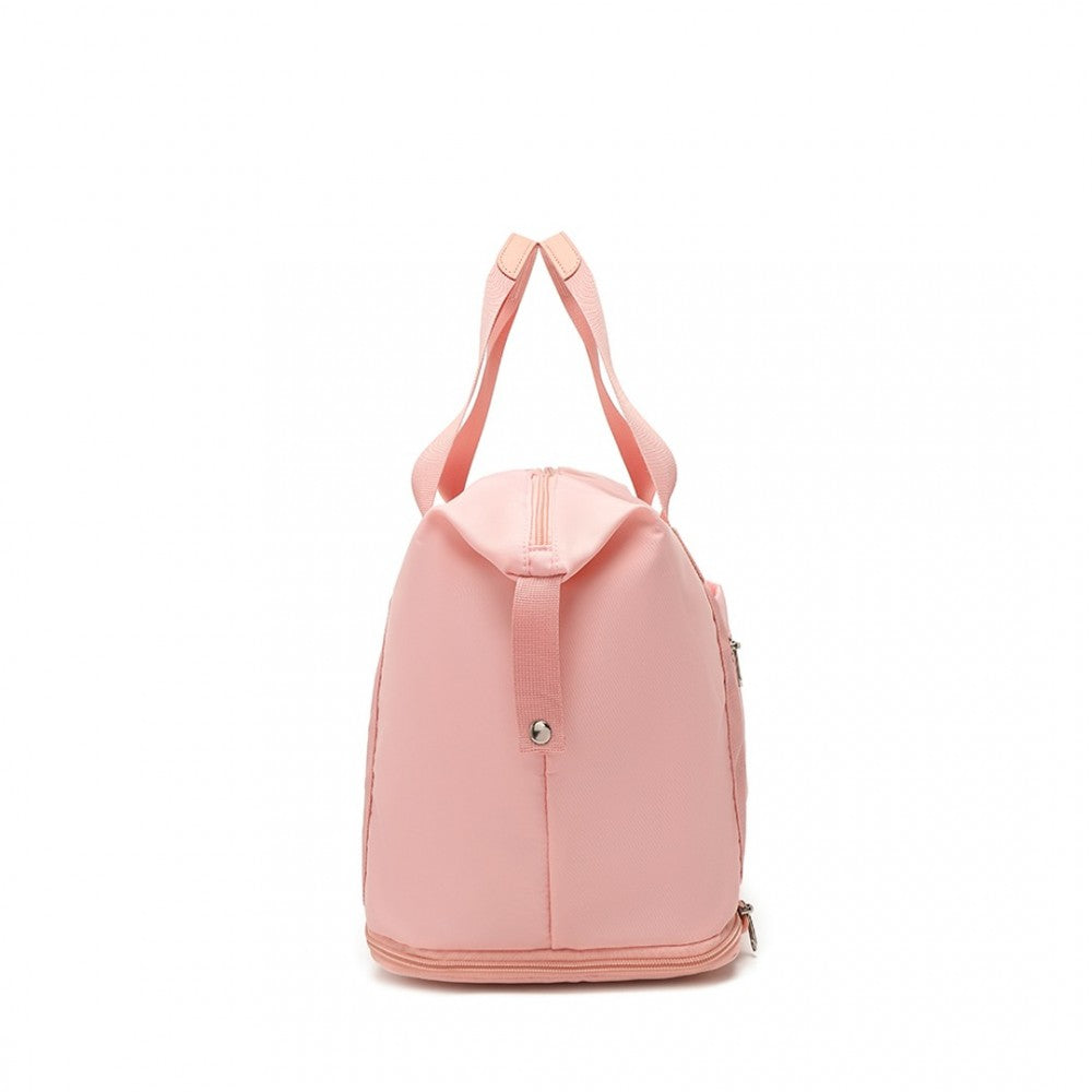 EA2212 - KONO TWO PIECES EXPANDABLE DURABLE WATERPROOF TRAVEL DUFFEL BAG SET - PINK - The Baggage Shop