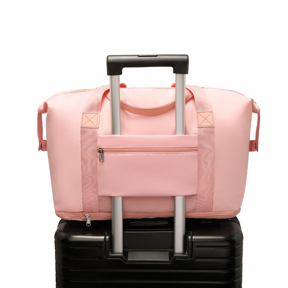 EA2212 - KONO TWO PIECES EXPANDABLE DURABLE WATERPROOF TRAVEL DUFFEL BAG SET - PINK - The Baggage Shop