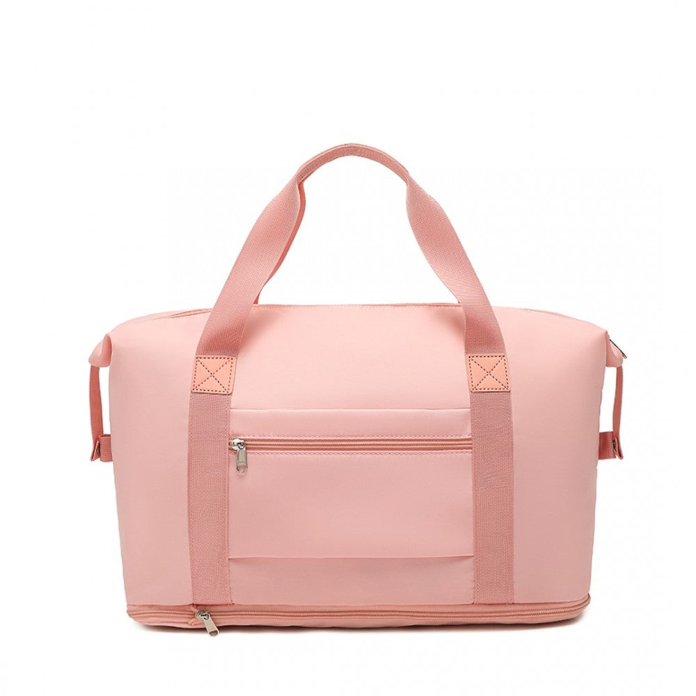 EA2212 - KONO TWO PIECES EXPANDABLE DURABLE WATERPROOF TRAVEL DUFFEL BAG SET - PINK - The Baggage Shop