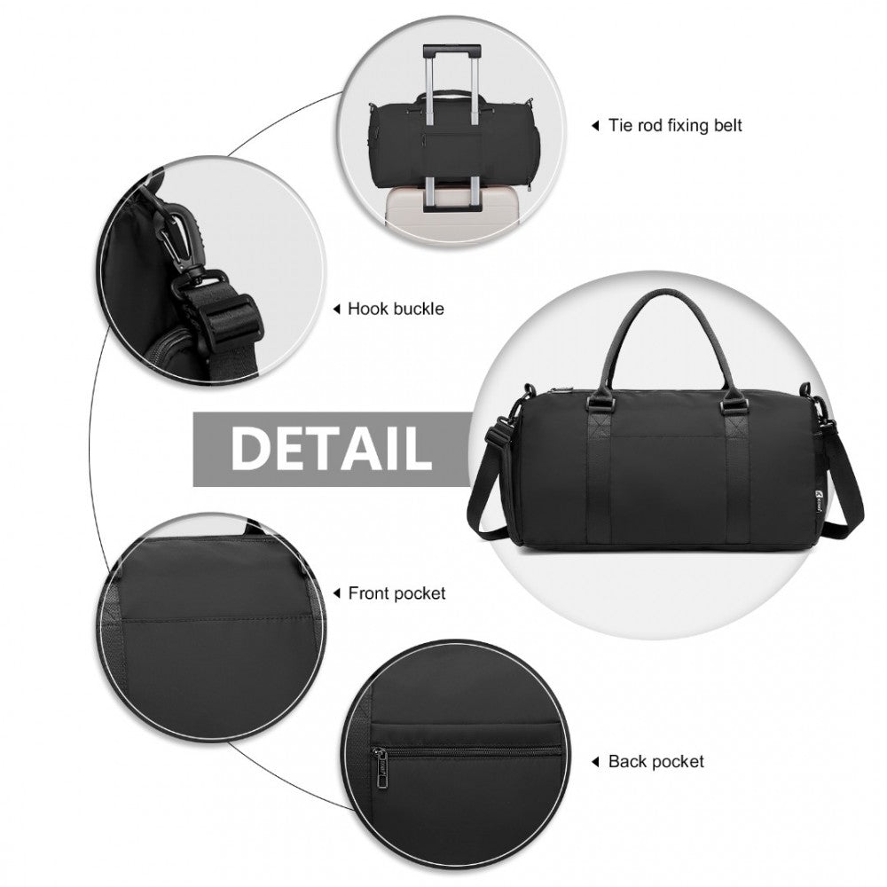 EA2213 - KONO MULTI WATERPROOF GYM BAG CARRY ON WEEKEND BAG - BLACK - The Baggage Shop