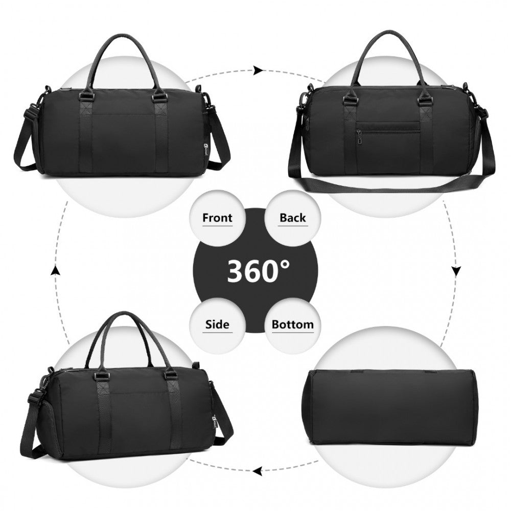EA2213 - KONO MULTI WATERPROOF GYM BAG CARRY ON WEEKEND BAG - BLACK - The Baggage Shop