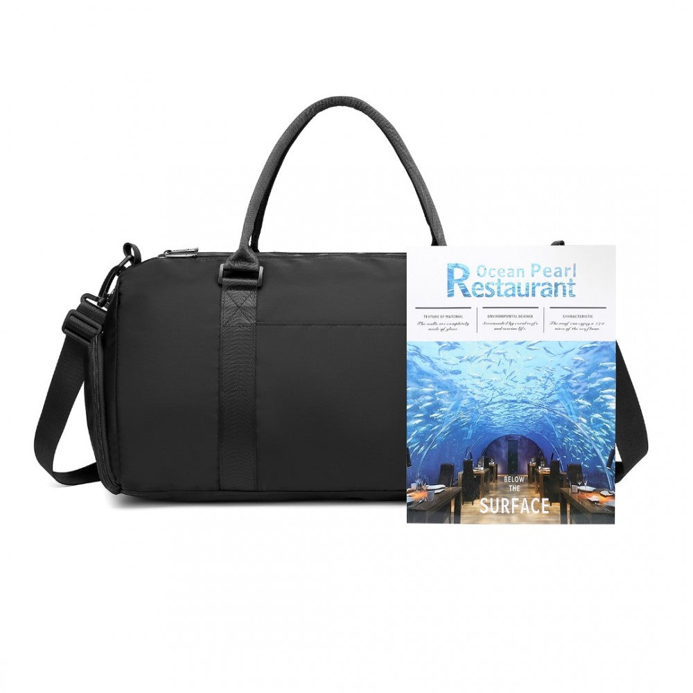 EA2213 - KONO MULTI WATERPROOF GYM BAG CARRY ON WEEKEND BAG - BLACK - The Baggage Shop