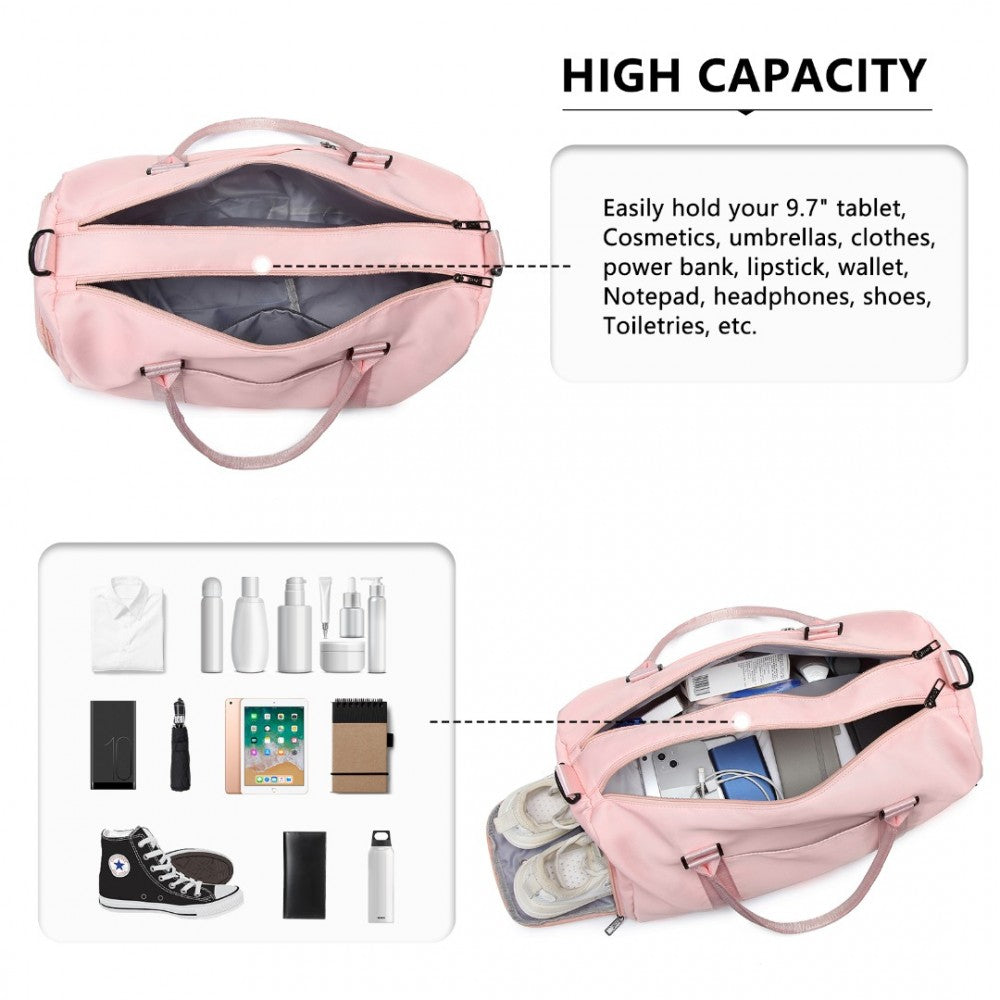 EA2213 - KONO MULTI WATERPROOF GYM BAG CARRY ON WEEKEND BAG - PINK - The Baggage Shop