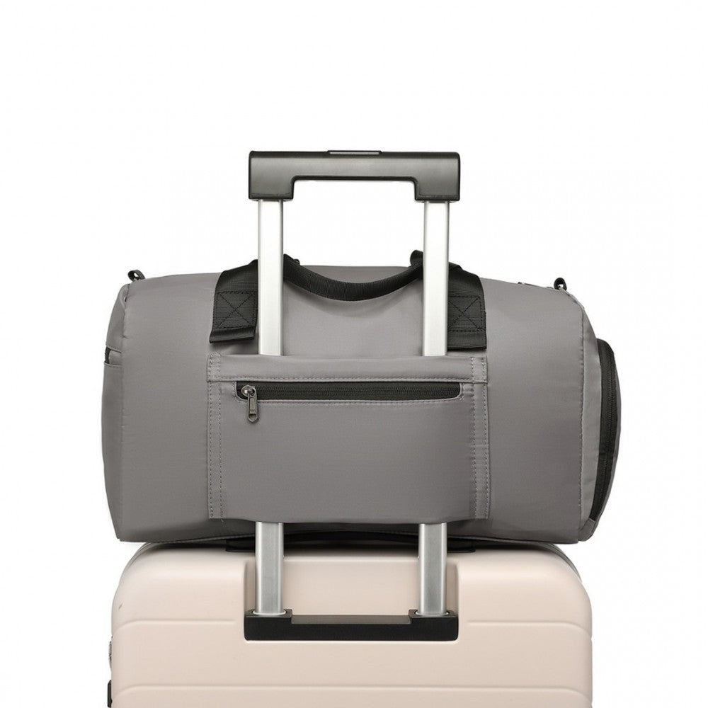 EA2305 - KONO WATERPROOF DUFFEL BAG LIGHTWEIGHT SPORTS GYM BAG WITH SHOES COMPARTMENT - GREY - The Baggage Shop