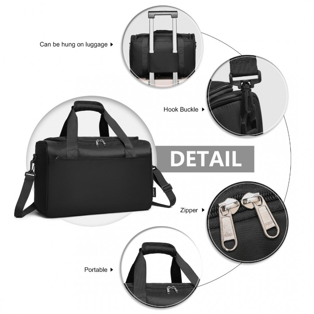 EA2321 - KONO SPACIOUS TRAVEL STORAGE BAG HANDBAG - BLACK - The Baggage Shop