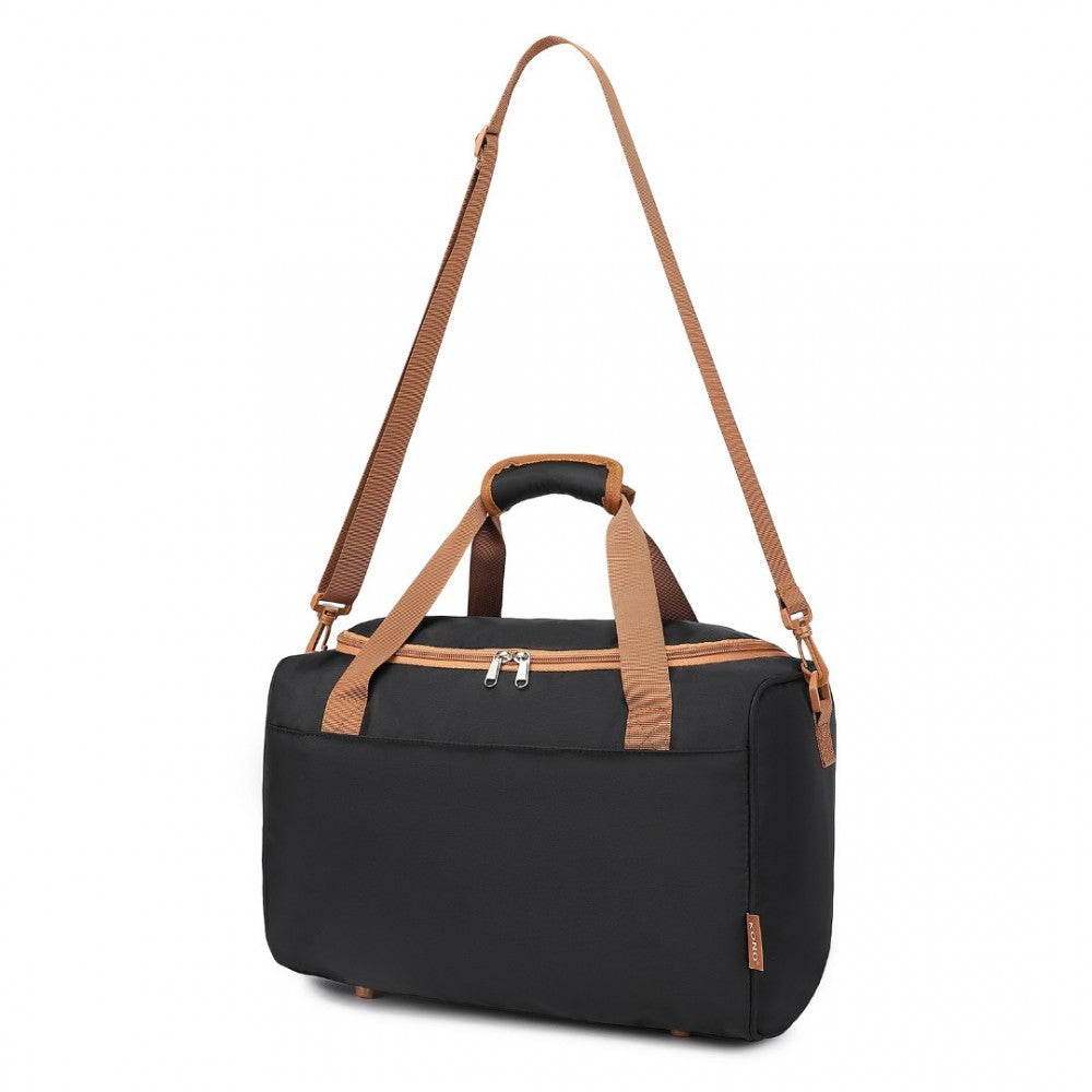 EA2321 - KONO SPACIOUS TRAVEL STORAGE BAG HANDBAG - BLACK AND BROWN - The Baggage Shop