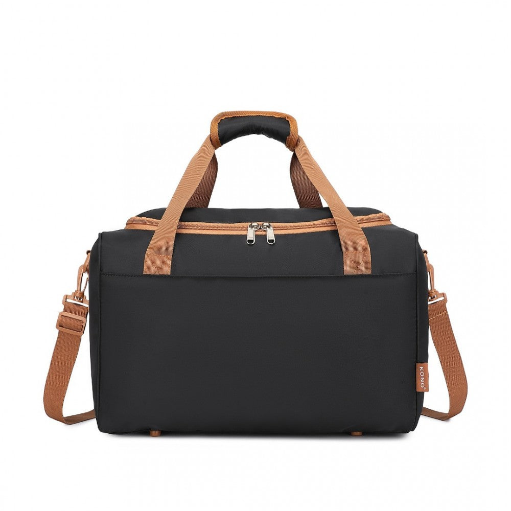 EA2321 - KONO SPACIOUS TRAVEL STORAGE BAG HANDBAG - BLACK AND BROWN - The Baggage Shop