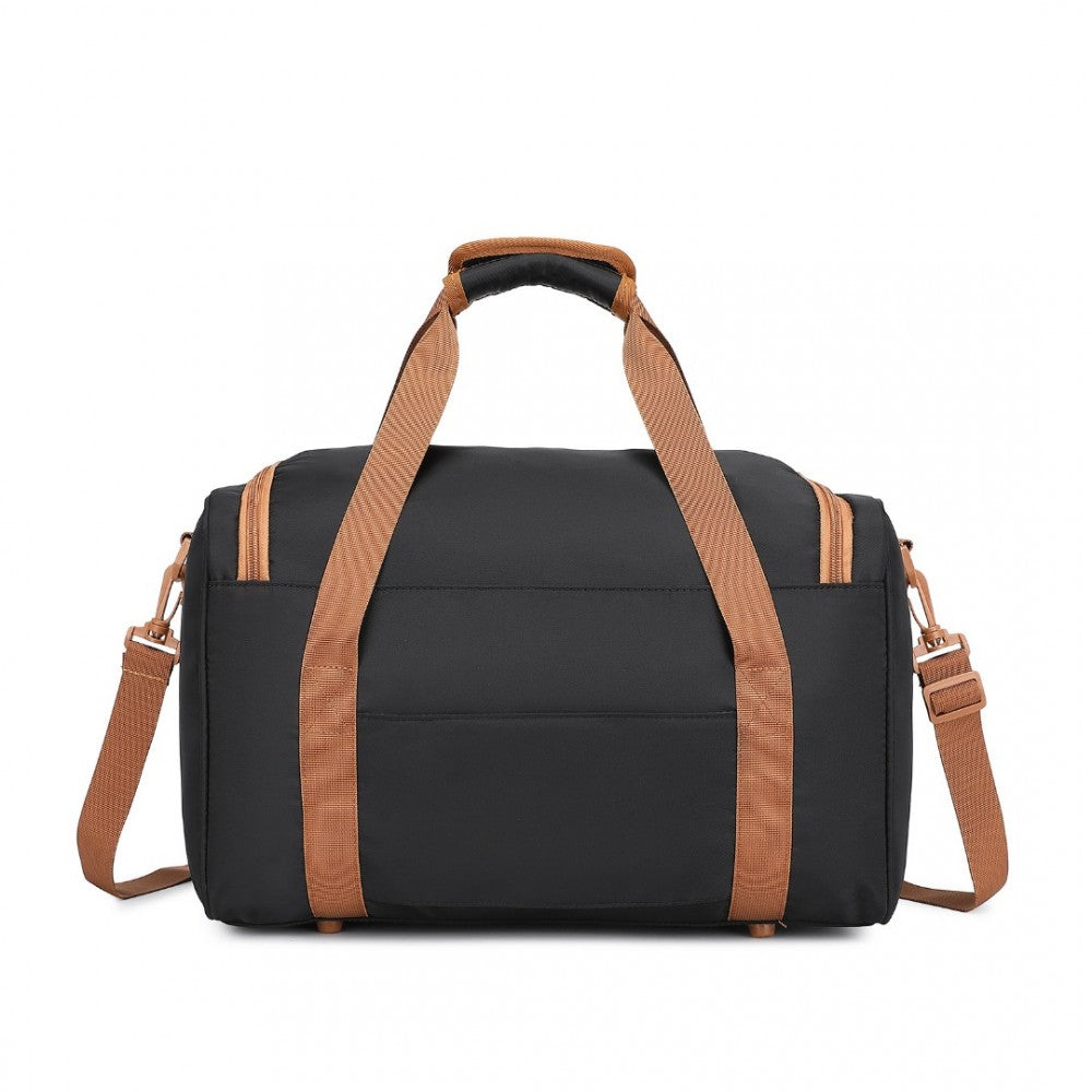 EA2321 - KONO SPACIOUS TRAVEL STORAGE BAG HANDBAG - BLACK AND BROWN - The Baggage Shop