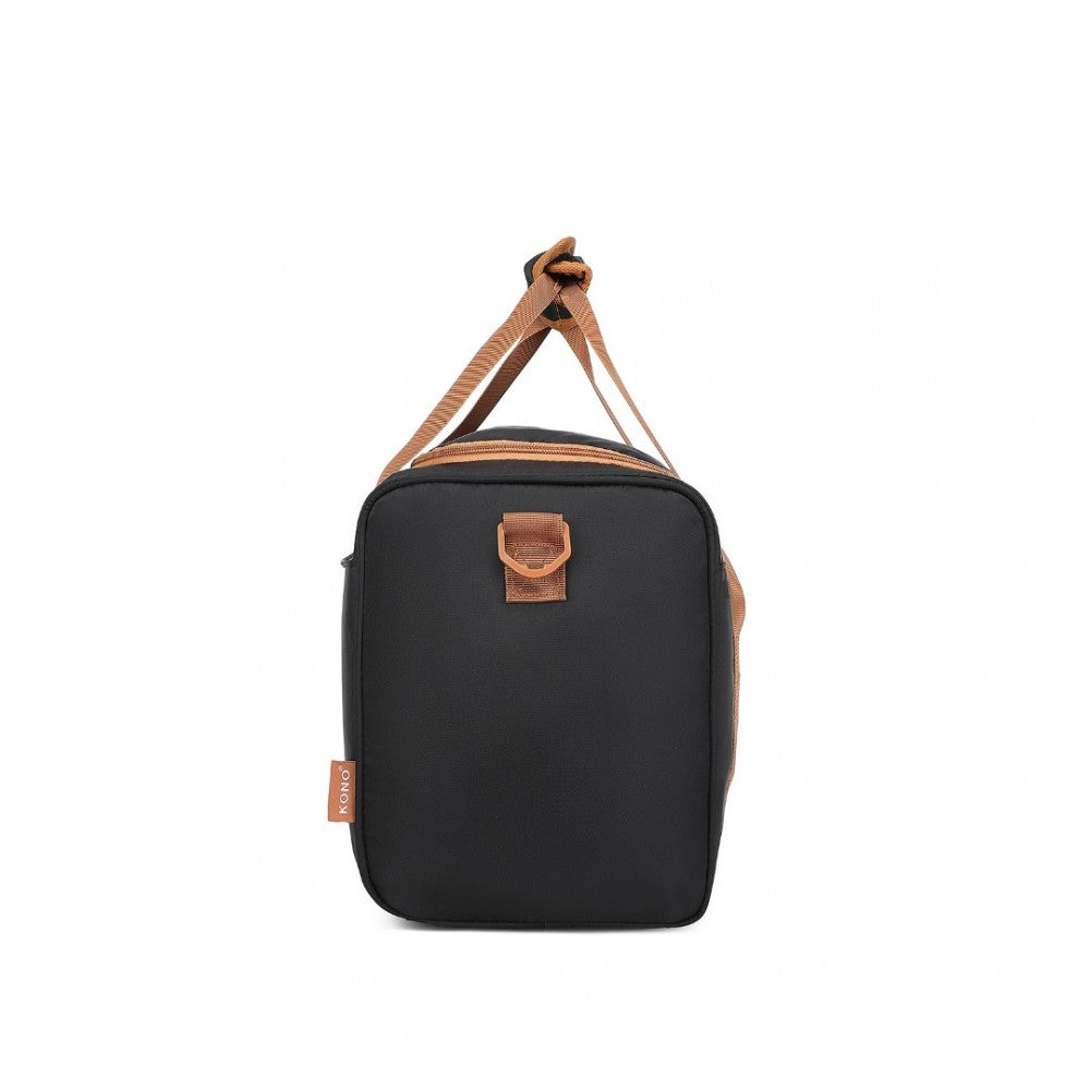 EA2321 - KONO SPACIOUS TRAVEL STORAGE BAG HANDBAG - BLACK AND BROWN - The Baggage Shop