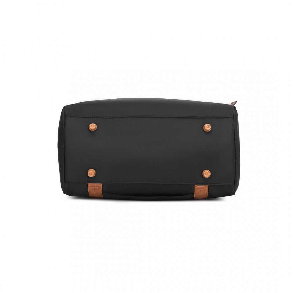 EA2321 - KONO SPACIOUS TRAVEL STORAGE BAG HANDBAG - BLACK AND BROWN - The Baggage Shop