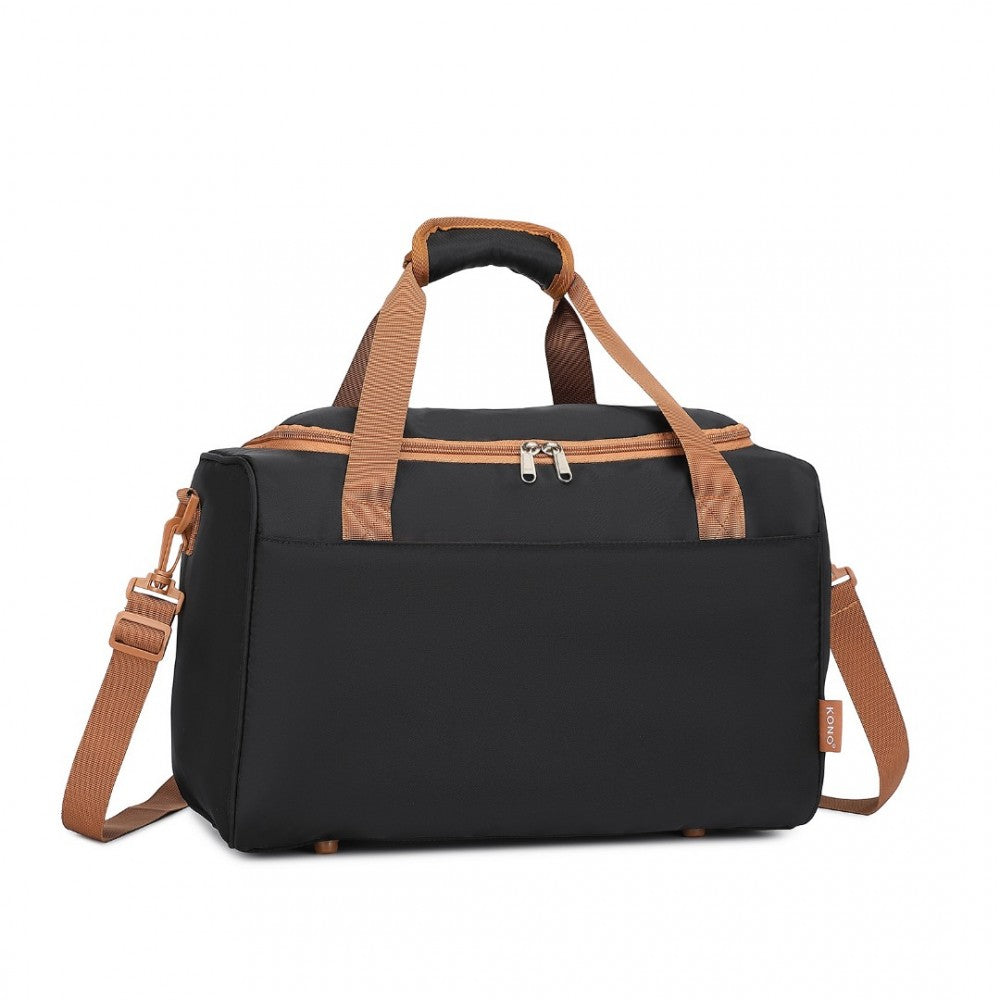 EA2321 - KONO SPACIOUS TRAVEL STORAGE BAG HANDBAG - BLACK AND BROWN - The Baggage Shop