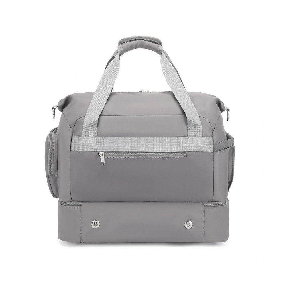 EA2348 - KONO WATERPROOF MULTI-POCKET TRAVEL DUFFEL BAG SET WITH DEDICATED SHOE COMPARTMENT - GREY - The Baggage Shop