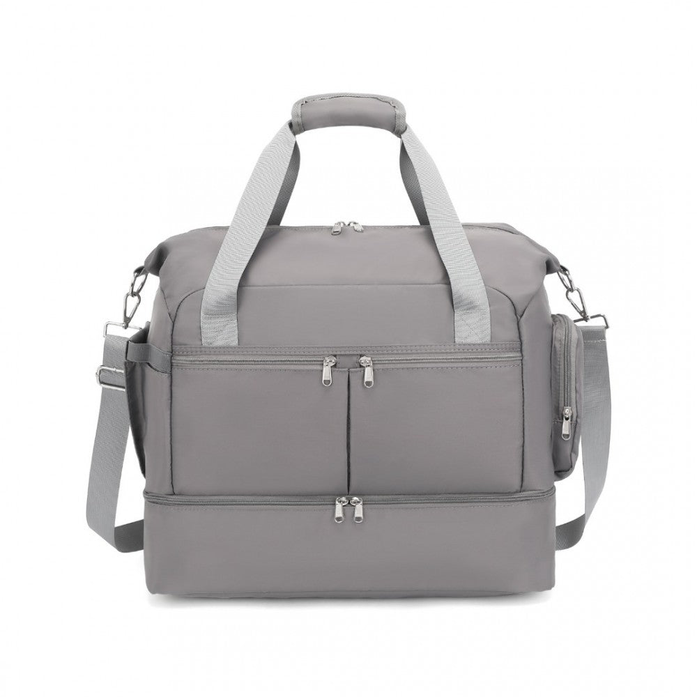 EA2348 - KONO WATERPROOF MULTI-POCKET TRAVEL DUFFEL BAG SET WITH DEDICATED SHOE COMPARTMENT - GREY - The Baggage Shop