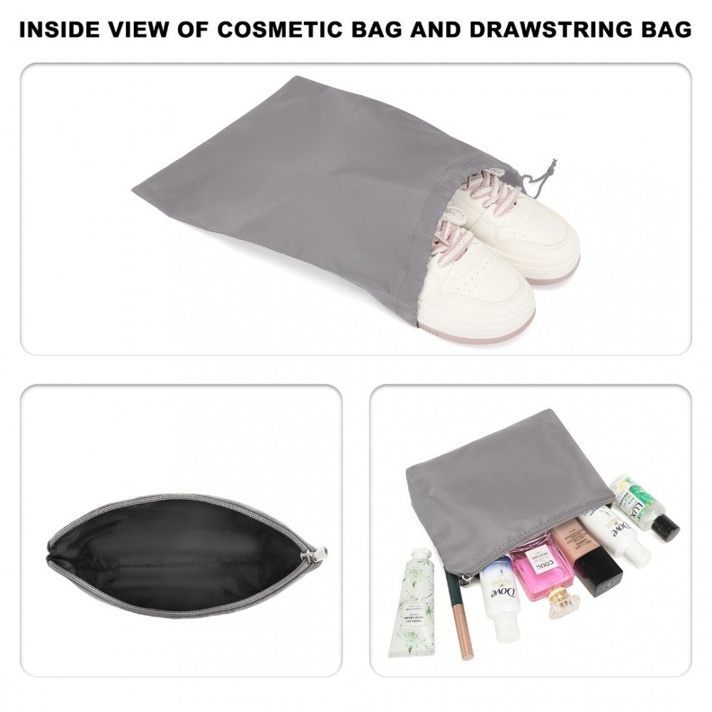 EA2348 - KONO WATERPROOF MULTI-POCKET TRAVEL DUFFEL BAG SET WITH DEDICATED SHOE COMPARTMENT - GREY - The Baggage Shop