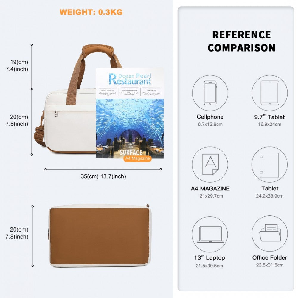 EA2369S - KONO LIGHTWEIGHT WATER-RESISTANT FOLDABLE UNDER SEAT TRAVEL CARRY-ON DUFFEL BAG SMALL - BEIGE AND BROWN - The Baggage Shop
